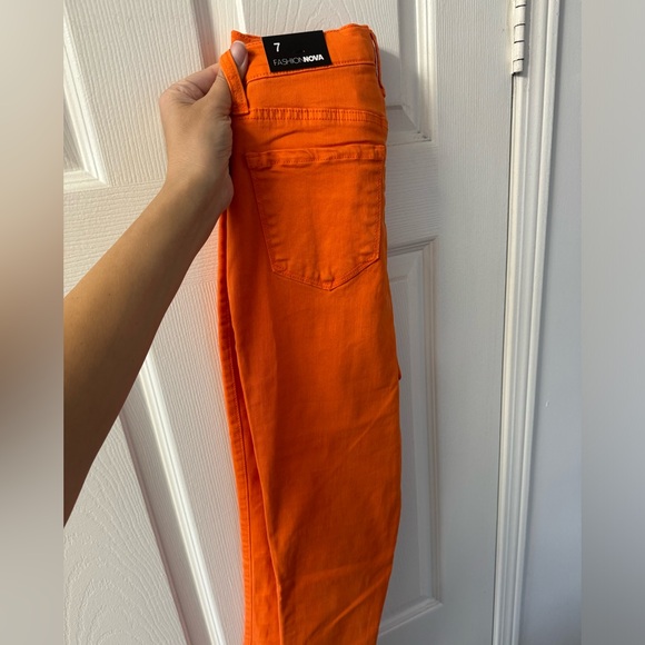 🆕BNWT size 7 high waist orange skinny jeans Fashion Nova s - Picture 4 of 6